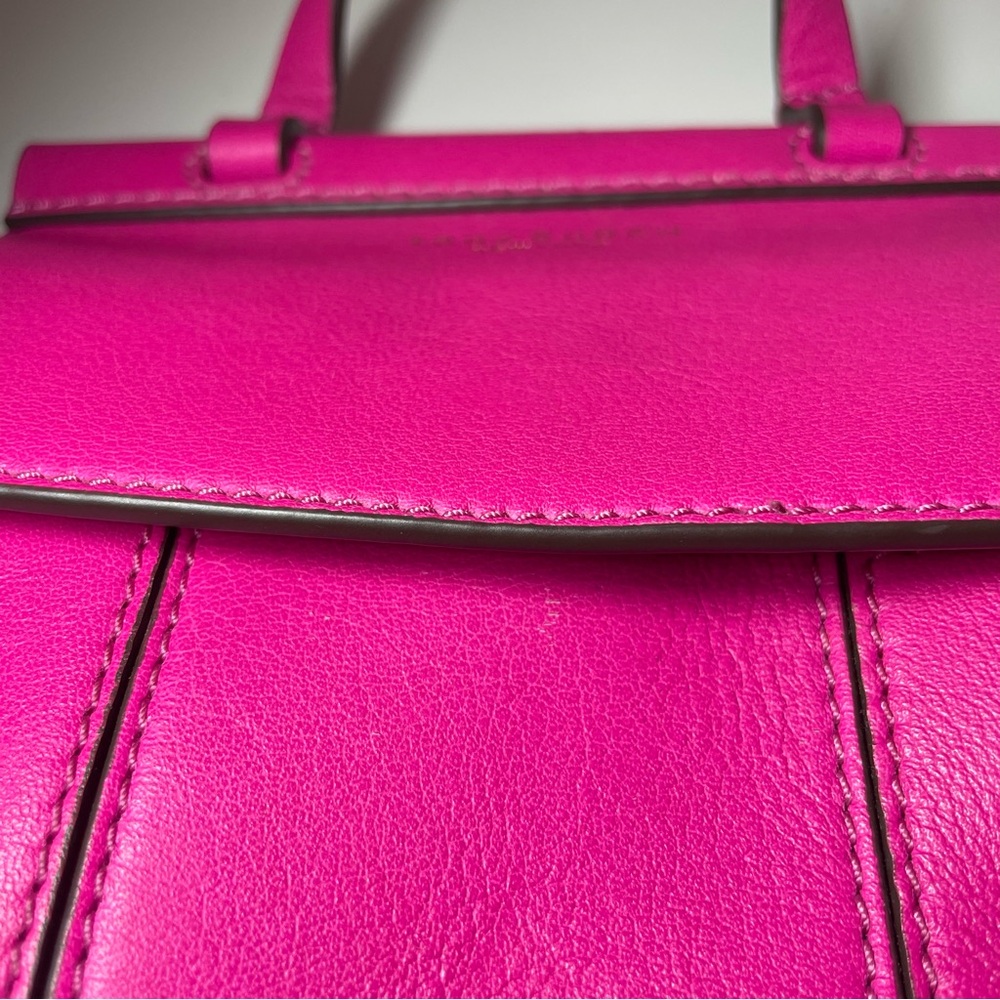 Tory Burch Block T Mini Sachel Crossbody in bright hot azalea pink 7” x 6” - Picture 8 of 10
